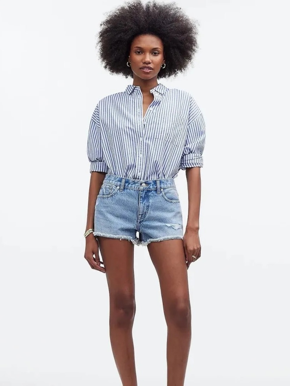 Madewell The Low Rise Boyfruend Blue Denim Jean Shorts